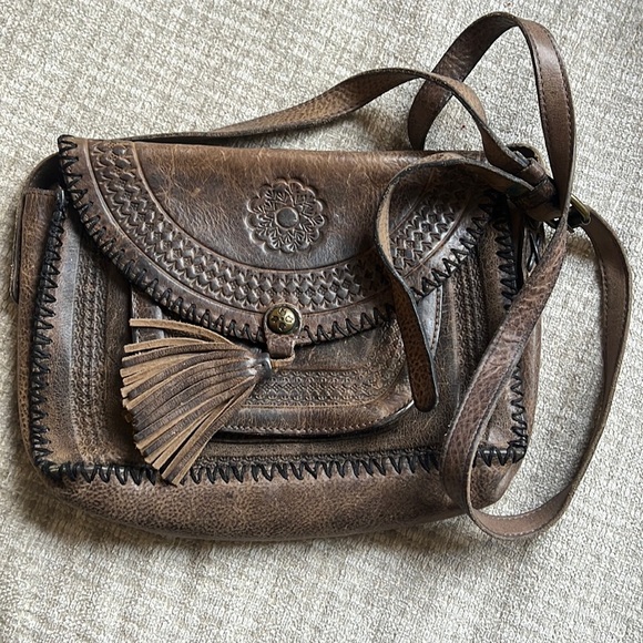 Patricia Nash Boho Brown Leather Crossbody Bag - Picture 1 of 4